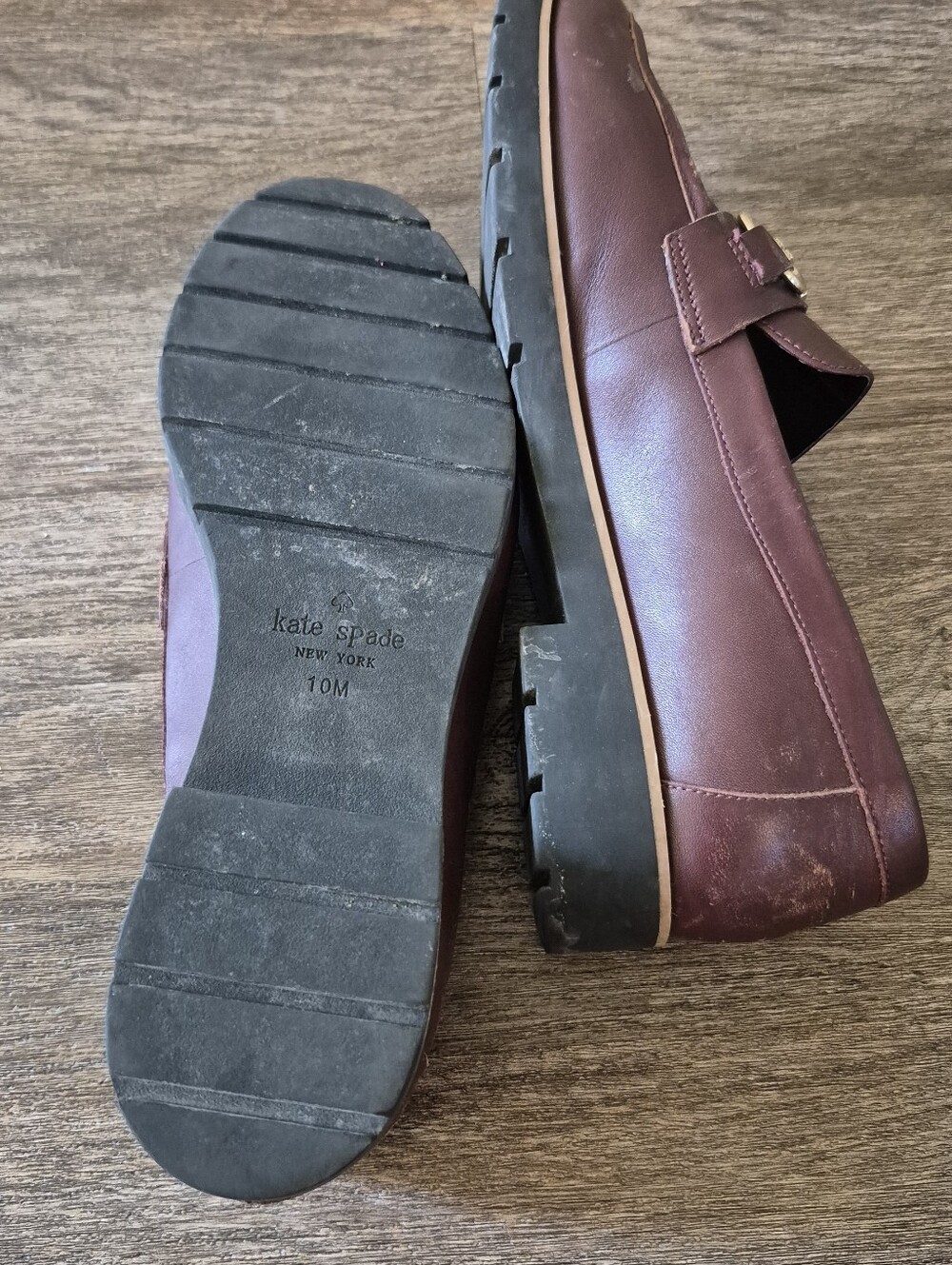 Kate Spade New York Kolby Leather Bit Loafers Burgundy Plum Size 10M - Picture 9 of 10